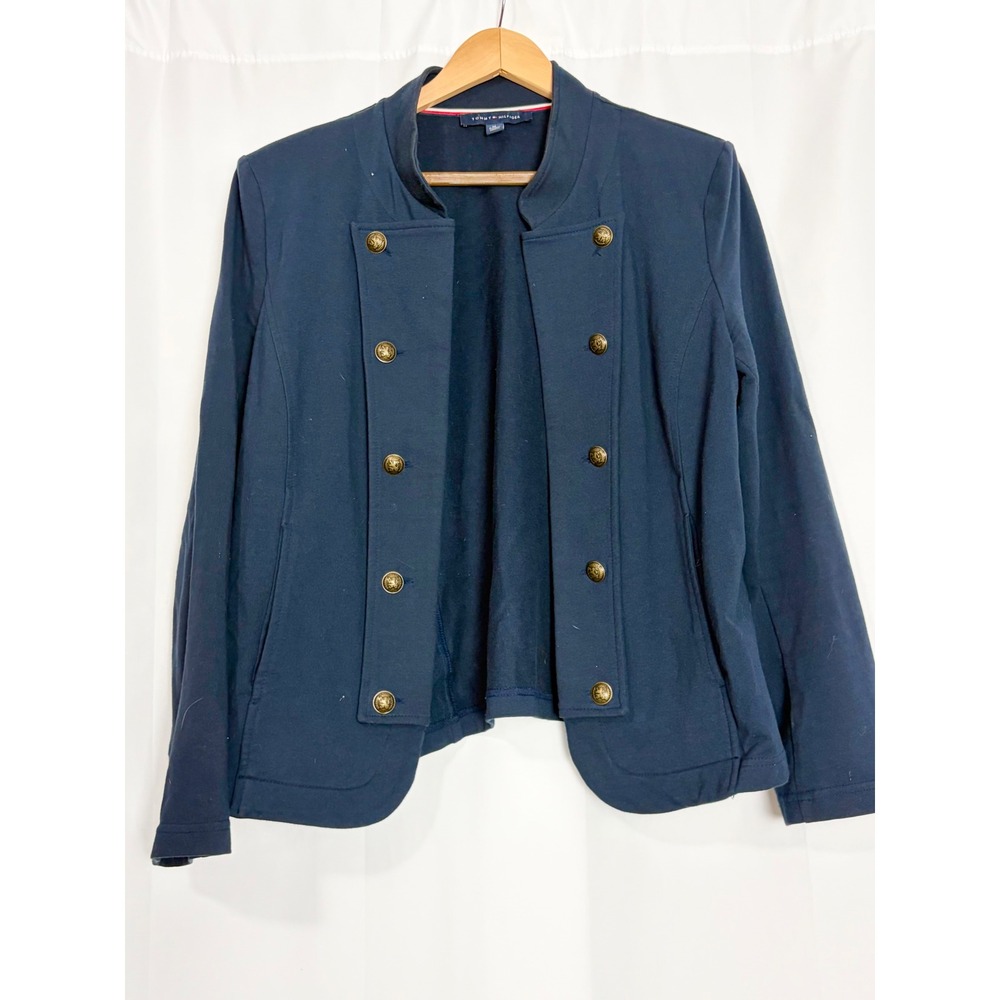 Tommy Hilfiger Blue Military Band Uniform Knit Blazer Gold Buttons Hussar XL